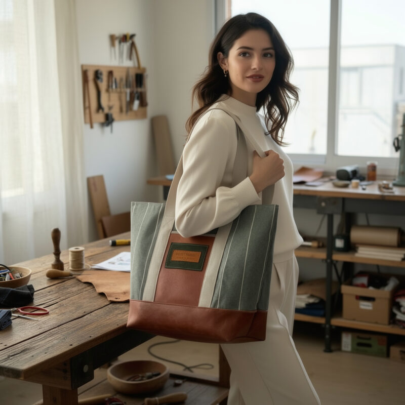 Bolsos Rústicos Combinados con cuero